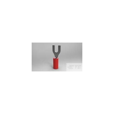 Te Connectivity Fork Terminal, #8 Stud Size, 22 AWG, 300 V, Nylon Insulated, Red 8-32050-1